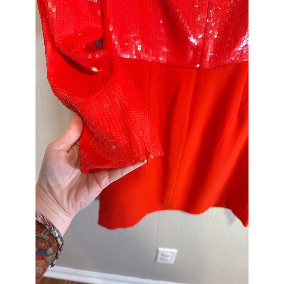 REISS • NWT Cara Mini Red Sequin Cocktail Party Dress Sz US 6 Boat Neck $495 - Picture 13 of 15